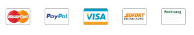 Mastercard, PayPal, VISA, SOFORT, Rechnung